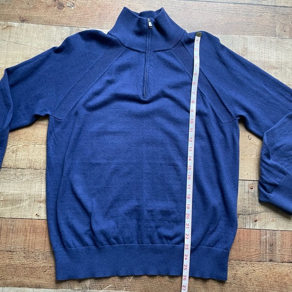 Banana Republic Cotton Cashmere 1/4 Zip Sweater Blue Mens Large - Picture 8 of 8